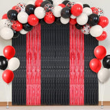67pcs Red Black Party Decorations Fringe Curtain Latex Confetti Balloons