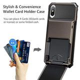 Case For Iphone Xs Max Case Wallet Id Slot Credit Card Holder Scratch Resistant Dual Layer Protective Bumper Rugged Tpu Rubber Armor Hard Shell Case Cover For Iphone Xs Max 10S Max (Gun Color)