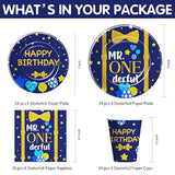 194PCS Mr. Onederful 1st Birthday Tableware Set β Plates, Cups, Napkins for 24