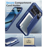 Google Pixel 10/10 Pro Wallet Case with Card Holder for 4 Cards, Blue Color