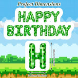 Green Pixel Themed Happy Birthday Banner Party Decorations Kit With Pixel Balloons,Tnt Pixel Backdrop Supplies For Boys Kids Indoor Outdoor Celebration, Themed Party Essentials (Pixel Green)