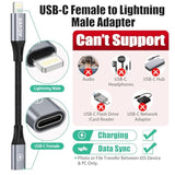 2 Pack 4 Inch Usb-C Female To Lightning Male Adapter, 30W Fast Charging Charger Converter For Iphone 14 13 12 11 Airpods Ios Device Carplay, Not For Audio, Dark Gray