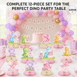 12 Pcs Pink Dinosaur Birthday Honeycomb Centerpieces for Girls