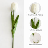 19'' Real-Touch Latex Artificial Tulip Flowers, 6-Pack Milky White Faux Tulips For Home Decor, Table Centerpieces, Spring Arrangements & Bouquets