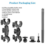 Motorcycle Bike Handlebar Double Clamp Mount And 67Invisible Selfie Stick For Insta360 X4/X3/X2/Xone/Go2/3 Action Camera