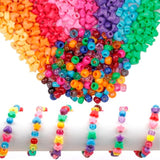 900pcs Colorful Pony Beads – 6x9mm Plastic Beads for Bracelets & Crafts