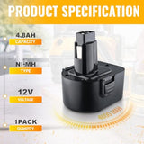 Dc9071 12V 4.8Ah Ni-Mh Replacement For Dewalt Battery Dw9072 Dw9071 De9037 De9071 De9072 De9074 De9075 152250-27 397745-01 Compitable With Dewalt 12V Battery Cordless Power Tools