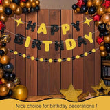 Black And Gold Happy Birthday Banner-Happy Birthday Decorations For Men Women Boys Girls Glitter Garland Birthday Sign For 30St 40St 50Th 60St Party Decor, Backdrop Supplies