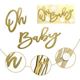 Wooden Baby Shower Sign: Gold Painted "Oh Baby" Banner