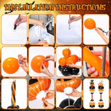2 Sets Halloween Balloon Column Stand Kit with Pumpkin Foil Balloons Arch Garland