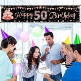 Rose Gold Happy 50th Birthday Banner & Glitter Backdrop for Women