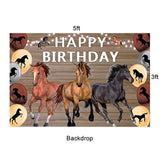 Horse Birthday Party Supplies Set With Horse Theme Happy Birthday Banner Balloon Cake Topper Cupcake Topper Background For Horse Party Decoration