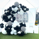 10 Pack 18 Inch Black White Striped Foil Balloons Halloween Party Decorations
