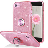 Case For Iphone Se 2022/2020, For Iphone 8, For Iphone 7, Cute Glitter Bling Sparkly Case With Ring Stand, Women Girls Protective Phone Case Cover For Iphone Se 3Rd Gen /2Nd Gen/8/7 - Pink