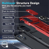 Case For Iphone 12 & 12 Pro Phone Cover Built In Slide Camera Lens Cover+Screen Protector,Heavy Duty Shockproof Full Body Phonecase With Finger Ring Holder Kickstand,Red