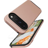 Pixel 9/9 Pro Case, 2X Screen Protectors, Shockproof, Double Layer, Rose Gold
