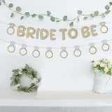 Bride to Be Banner with Diamond Ring Glitter Banner Bridal Shower Decor Gold