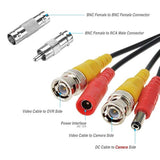 100Ft 30M Bnc Cable Security Camera Wire Cord With Bnc Connectors And Rca Adapters Video Power Cable For Cctv Camera Surveillance Kit And Security Camera System,Black