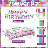 171pcs Building Block Party Supplies Tableware Set for 24 Guests, Sweet Colors