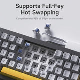 Ajazz Ak650 65% Layout Hot Swappable Gaming Mechanical Keyboard, 0.85 Tft Color Display|Knob | Wired | Wireless 2.4G (Flying Fish Black Yellow)