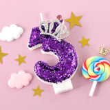 Purple Birthday Candle Crown Number 3 Candles Cake Candle,Purple Birthday Cake Topper Cupcake Decorations Party Decor For Girls And Women Anniversary Celebrations Supplies Favors