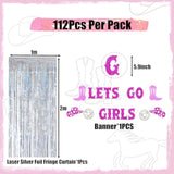 Cowgirl Balloons Arch Garland Kit For Last Rodeo Bachelorette Sash Supply Birthday Party Decorations,Hot Pink Rose Red Silver Cow Print Cowgirl Boot Disco Ball Balloon,Let’S Go Girl Banner Backdrop