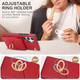 Phone Case For Samsung Galaxy S24 Ultra 5G Wallet Cover With Tempered Glass Screen Protector And Rfid Blocking Ring Card Holder Leather Cell Accessories S24Ultra 24S S 24 24Ultra Women Men Red