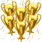 6-Pack Gold Champion Trophy Foil Balloons – First Prize Balloons for Sports, Birthday & Game Parties