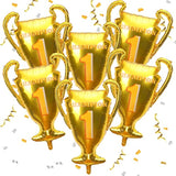 6-Pack Gold Champion Trophy Foil Balloons – First Prize Balloons for Sports, Birthday & Game Parties