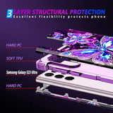 Compatible With Galaxy S23 Ultra 5G Case,Glow In The Dark Three Layer Heavy Duty Shockproof Protection Hard Plastic Bumper+Soft Silicone Case For Samsung Galaxy S23 Ultra,Dark