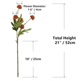 Pompon Mum Artificial Flower, High Quaulity Faux Silk Mini Chrysanthemum With Stems, Bulk Fake Wedding Filler Flowers For Diy Bouquet Centerpieces Arrangements Shower Decorations (6, Orange)
