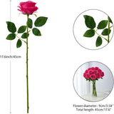 60 Pcs Fake Hot Pink Roses Artificial Flowers Bulk Realistic Silk Faux Rose With Stems For Wedding Decoration Anniversary Bridal Bouquet Diy Floral Arrangement Romantic Home Decor Gifts