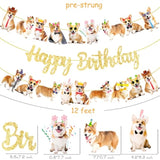 Corgi Birthday Party Banners 3Pcs Corgi Birthday Decorations Dog Banner Dog Party Decorations For Pet Puppy Baby Shower Supplies