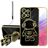 For Motorola Moto G Power 5G 2025 Case (6.8-Inch), With Astronaut Hidden Stand Kickstand 6D Design Cover - Black