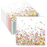 100 Pcs Sprinkles Napkins 2 Ply Disposable Paper Napkins For Baby Shower Birthday Party Theme Table Decor Supplies(White,Confetti)