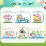 6 Pcs Hello Spring Table Decorations Wooden Tulip Tiered Tray Decor Pastel Flower Truck Block Sign Table Centerpieces Farmhouse Freestanding Tabletop For Easter Home Restaurant Office Party
