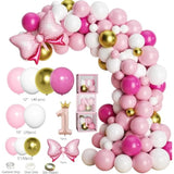 Girl's 1st Birthday Decor Set β Pink Gold Balloons, Banner, Backdrop, Crown & More