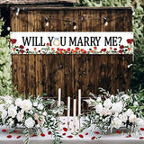 Proposal Banner Will You Marry Me Flower Banner Propose Decorations Supplies For Marriage Signs Valentine'S Day Spring Engagement Outdoor Party Backdrop Decorations 6Ft