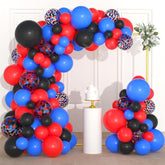 Red Blue Black Balloon Garland Arch Kit, 113 Pcs Royal Blue Red Black