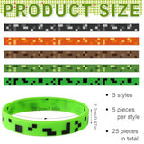 25Pcs Pixel Theme Party Favors Silicone Bracelets Birthday Supplies Gifts