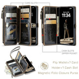 Compatible With Iphone 15 Pro Case Wallet With Rfid Blocking Card Holder For Women Men, Soft Pu Leather Magnetic Snap Flip Zipper Strap Wallet Phone Case Fit For Iphone 15 Pro 6.1", Coffee