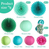 Summer Party Decoration Hanging Cactus Swirls Paper Lanterns Paper Fans Kit For Hawaiian Luau Party Tropical Party Baby Shower Birthday Party Supplies
