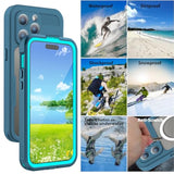Phone Case Compatible With Iphone 15 Pro,Magnetic Waterproof Dropproof Dirtproof Snowproof Anti-Scratch Heavy Duty Full Body Protect Built In Screen Protector Rugged 6.1 Inches