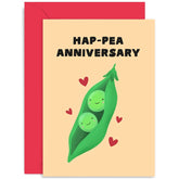 Old English Co. Cute Pea Anniversary Card For Wife Or Husband - Funny Hap-Pea Vegetable Pun Wedding Anniversary Card For Him Her | Blank Inside With Envelope