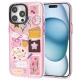 Case For Iphone 16 Pro, Cute Pink Art Collage Print Kawaii Design Girly Aesthetic Cartoon Pattern For Women Girls Teens Soft Tpu Phone Case,6.3"