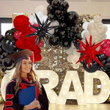 "128-Pc Red & Black Balloon Garland with Sneaker Stickers for Ladybug & Sports Parties"