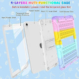 Ipad 5Th/6Th Generation Case Pink Purple For Kids Girls With Glass Screen Prot