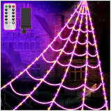 Halloween Decorations Outdoor Spider Web,Upgraded 450 LED Spider Web Lights
