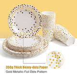 175 Piece Gold Party Supplies Set Serves 25 - Gold Paper Plates Napkins Cups With Gold Plastic Silverware Sets For Wedding Bridal Shower Baby Shower Holiday Parties