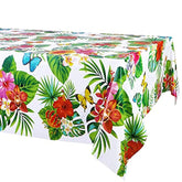 3 Pack Hawaiian Luau Tablecloths For Party Decoration, Hawaii Disposable Plastic Rectangular Table Covers, Aloha Tropical Palm Leaves Table Cloth, Summer Beach Kids Birthday Cocktail Party Supplies